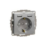 Schuko-Steckdose mit USB A+A 2 silber 2P+E IP20 SDD113052 Sedna Design Schneider Electric