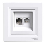 Dose für Netzwerk und Telefon Cat.5e UTP mit Rahmen, weiß Schneider Asfora EPH4900121/SCH