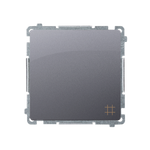 Kreuzschalter 1fach 10AX 250V mit Aufrduck "Kreuz" silber matt Kontakt Simon BMW7.01/43