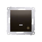 Kreuzschalter (Modul) mit Aufdruck und LED Braun Kontakt Simon 54 Premium DW7L.01/46