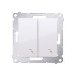 Doppel- Treppenschalter (Modul) mit Aufdruck und LED weiß Kontakt Simon 54 Premium DW6/2L.01/11