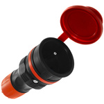 Einzelne 2p+Z Steckdose; EXTREM mit Klappe; hermetisch; IP 54 demontierbar, schwarz und rot