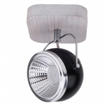 Lampa Ball Wood pojedynczy LED dąb bielony/czarny Spotlight