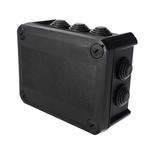 Aufputz-Hermetikkasten mit Kabelverschraubungen, verschraubter Deckel, 150x115x65mm, IP66, schwarz, EDO777830, EDO Technic