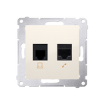 Comuterdose RJ45 Kat.5e Modul und Telefondose RJ12 cremeweiß matt Kontakt Simon 54 Premium D5T.01/41