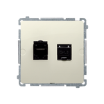 Doppel- Computerdose RJ45 geschirmt Kat.6 mit Anti-Staub-Schutz beige Kontakt Simon BM62E.01/12