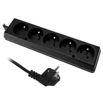 Verlängerungskabel mit fünf Steckdosen, 5x2p+Z, 16A, 3m, schwarz T-973850 PLASTROL