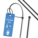 Kabelbinder 7,6x300 schwarz UV (100 Stk.) EDO777816 EDO Technic