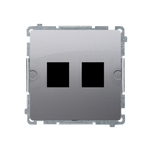 Doppel Abdeckung für Telefon und Datendose auf Keystone flach inox met. Kontakt Simon BMPT/21