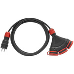 Konstruktion 3-Steckdosen-Verlängerungskabel; IP54; 16A ; H05RR-F; 3x1,5; 10m; SCHWARZ/ROT