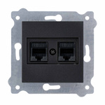 Doppel-Computersteckdose Kat.6 Schwarz Metallic 254/14E EXEN