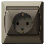 Spritzwassergeschützte Steckdose Schuko IP-44 Klappe beige GPH-1AS/01/d