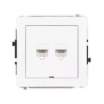 Doppelte Computersteckdose Mechanismus 2xRJ45, Kategorie 5e, 8-polig, ohne Beschriftungsfeld, mattweiß DECO 25DGKBO-2 Karlik