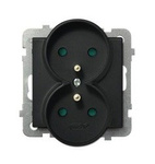 Gniazdo podwójne z uziemieniem z przesłonami torów prądowych czarny metalik Ospel Sonata GP-2RRZP/m/33