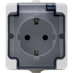 Steckdose einzel hermetisch SCHUKO weiß mit Rauchklappe BRYZA IP54 Kos