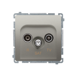 R- TV- SAT Durchgangsdose Anschlussdämpfung 10dB satin met. Kontakt Simon SAT10/P.01/29