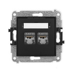 Doppelter Computer-Steckdosenmechanismus 2xRJ45, Kat. 6, geschirmt, 8-polig schwarz matt 12MGK-6