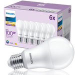 6x E27 LED-Lampe PHILIPS E27 100W 13W 1521lm 2700K 6CT/6 EC