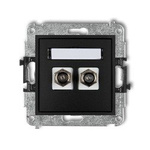 Mechanismus Antennensteckdose, doppelt, Typ F (SAT) vergoldet schwarz matt 12MGF-2.1