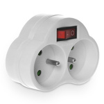 Doppelverteiler mit Schalter, 2x2P+Z, 16A, 230V; weiß