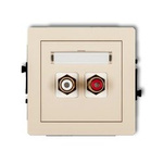 Doppelte Lautsprechersteckdose RCA (Cinch-Typ - weiß und rot, vergoldet) beige 1DGRCA-2