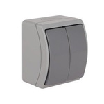 Spritzwassergeschützter Doppel-Schalter (Serienschalter), grau-graphit, IP44 KOALA 152-08 ViPlast