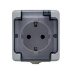Steckdose einzeln hermetisch SCHUKO grau mit Rauchklappe BRYZA IP54 Kos