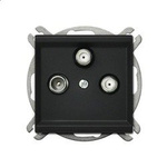 RTV-SAT Steckdose 2 fach mit den 2 SAT Eingängen schwarz metallic Ospel Sonata GPA-R2S/m/33