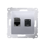 Doppel- Comuterdose UAE RJ45 Kat.6 (Modul) silber matt Kontakt Simon 54 Premium D62.01/43