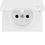 Frontplatte für Schutzkontaktsteckdosemit Klappe mit Kontaktdatenabdeckungen, Weiss Berker