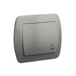 Taster 1fach 10AX mit Aufdruck "Klingel" silber met. Kontakt Simon AD1/26