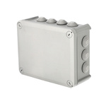Aufputz-Abzweigdose IP-geschützt mit Kabelverschraubungen, Deckel verschraubt, 190x150x75mm, IP66, grau, EDO777773, EDO Technic