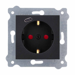 Erdungssteckdose Schuko 2P+E + USB Typ C Schwarz Metallic 274/14E EXEN