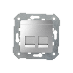 Abdeckung 2x Netzwerkdose RJ45 flach mit Jalousien Aluminium Simon 82