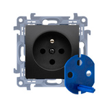 DATA Steckdose mit Berechtigungsschlüssel (Modul) 16A 250V matt schwarz Simon 10