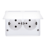 Doppel- Steckdose IP44 Aufputzmontage - skandinavische Version Klappe weiß EGSZ2NZB/11