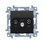 Antennendose R-TV-SAT Durchgang (Modul) matt schwarz Simon 10