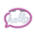 Neon LED Wandleuchte HELLO rosa weiß Bat + USB FLNE15 T-00451 PLASTROL
