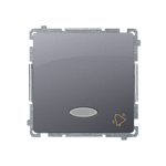 Taster Einsatz mit Aufdruck "Klingel" und blauer Linse inox met. Kontakt Simon BMD1L.01/21
