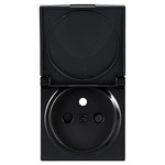 Abdeckung für einfache Steckdose mit Erdung, mit Klappdeckel IP44, schwarz, Serie ViP ViPlast