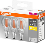 Satz von 3x LED Glühbirne P40 Filament E14 4W =40W 2700K 470lm Osram
