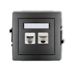 Telefonbuchsenmechanismus 1xRJ11 einzeln + Computer 1xRJ45 einzeln, Kat. 5e graphit 11DGTK