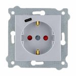 Steckdose mit Schuko-Erdung 2P+E + Typ C Silber 274/10E EXEN