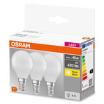 Satz von 3x LED-Glühbirne P40 E14 4.9W =40W 2700K 470lm Osram