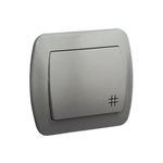 Taster 1fach 10AX mit Aufdruck "Treppe" silber met. Kontakt Simon AW7/26