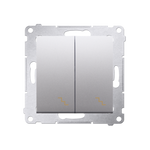 Doppel- Treppenschalter (Modul) mit Aufdruck Silber Kontakt Simon 54 Premium DW6/2.01/43