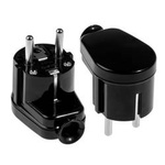 Abisolierter Stecker, gewinkelt Uni-SCHUKO, 2p+Z; 16A, 250V; WT-16U BLACK