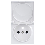 Abdeckung für einfache Steckdose mit Erdung, mit Klappdeckel IP44, weiß, Serie ViP ViPlast