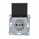 Steckdose mit Schutzkontakt Schuko 2P+E (Rauchklappe) Silber 239/10E EXEN