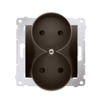 Simon 54 Premium Brąz mat Gniazdo podwójne bez uziemienia z przesłonami zaciski śrubowe, DG2MZ.01/46